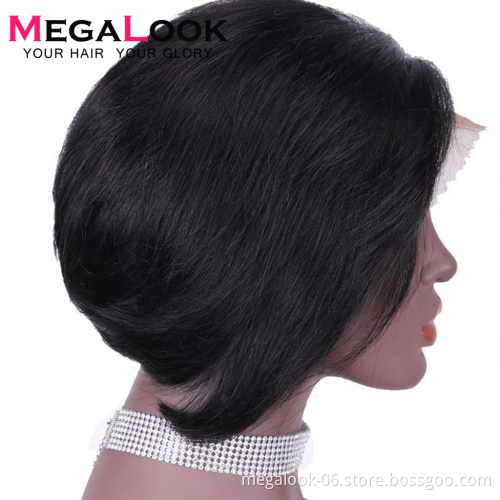 Megalook  T-part  Front Lace  Hair  Pixie Cut Wig ,brazilian  Human Hair Wig